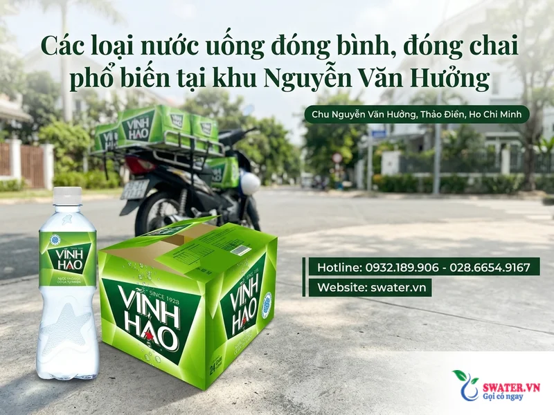 Các loại nước uống đóng bình, đóng chai phổ biến tại khu Nguyễn Văn Hưởng