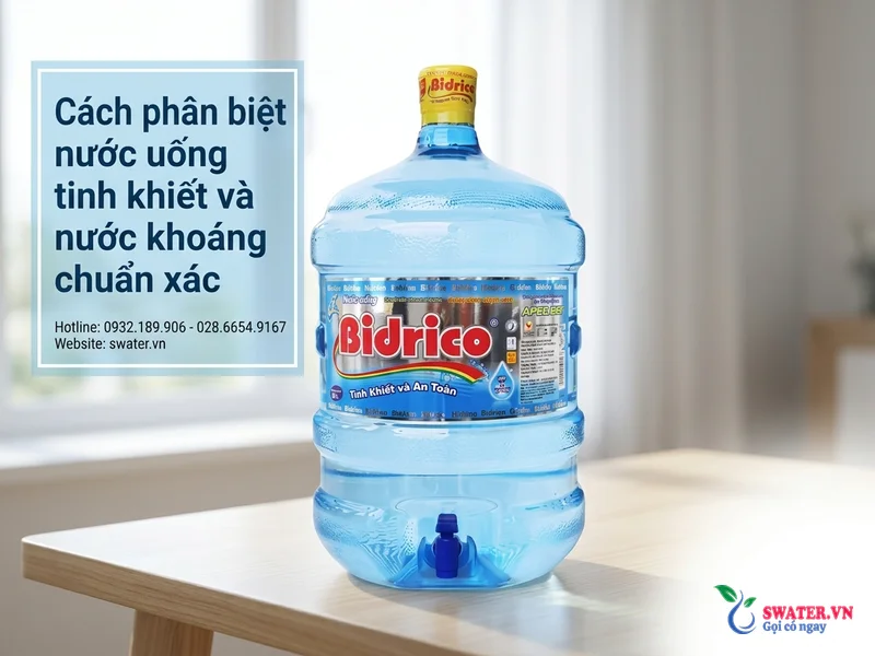 Cách phân biệt nước uống tinh khiết và nước khoáng chuẩn xác