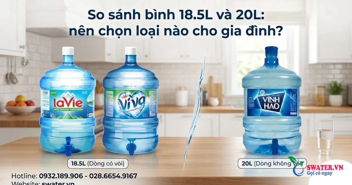 So sánh bình 18.5L và 20L: nên chọn loại nào cho gia đình?