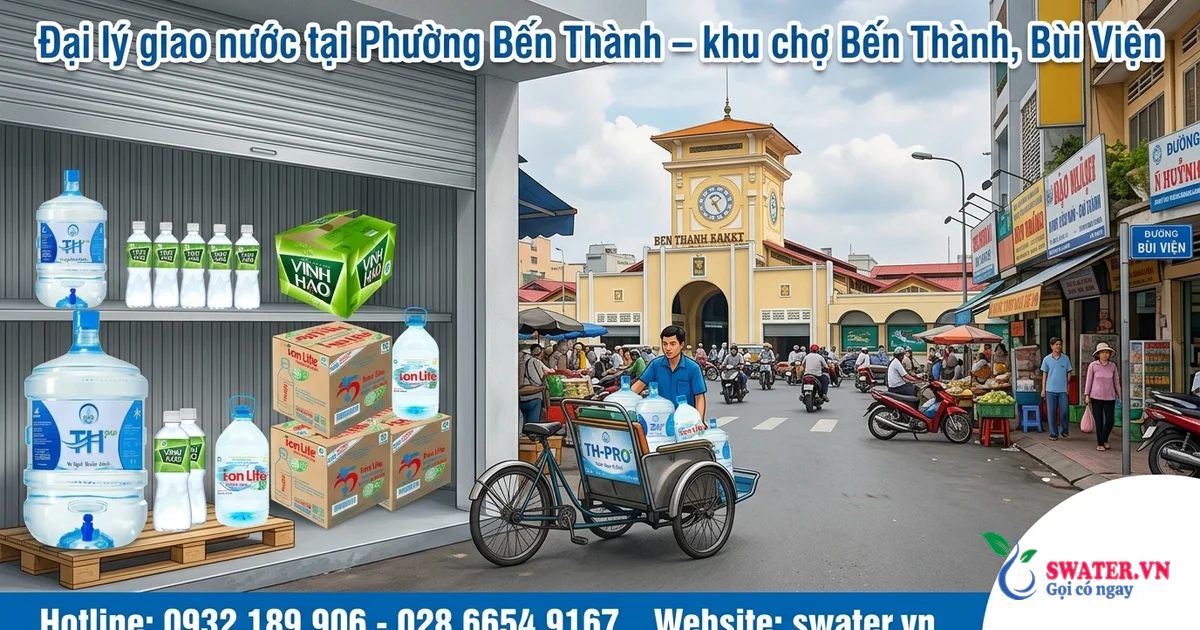 Đại lý giao nước tại Phường Bến Thành – khu chợ Bến Thành, Bùi Viện