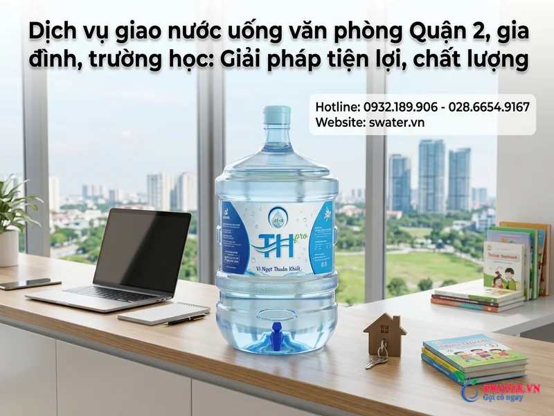 Dịch vụ giao nước uống văn phòng Quận 2, gia đình, trường học: Giải pháp tiện lợi, chất lượng