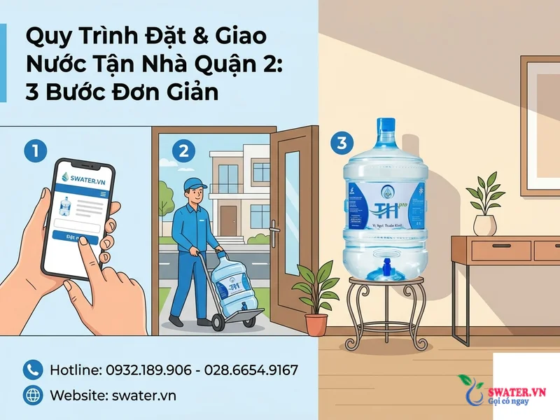 Quy Trình Đặt & Giao Nước Tận Nhà Quận 2: 3 Bước Đơn Giản